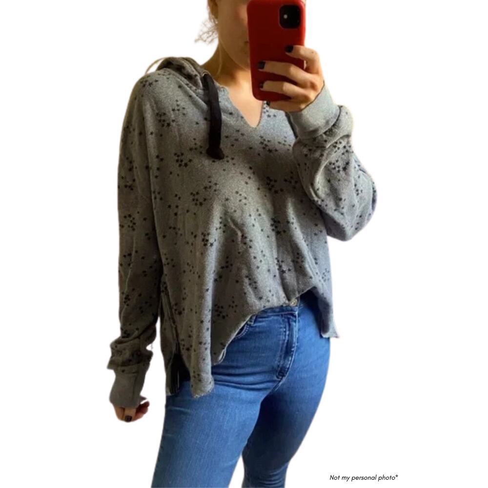 Vintage Havana Crop Distressed Zipper Side Pullover Hoodie Size Small 0583